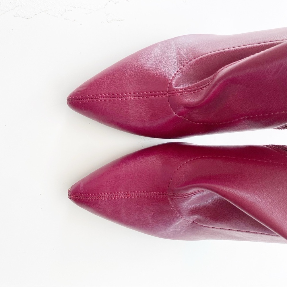 OPEN EDIT Ederika Burgundy Clear Wedge Faux Leather Ankle Boots NEW - Picture 5 of 9
